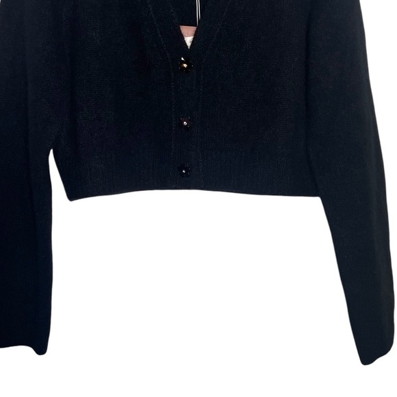AlexaChung Black Chandra Cashmere Silk Cropped Cardigan NWT Large - Picture 4 of 14